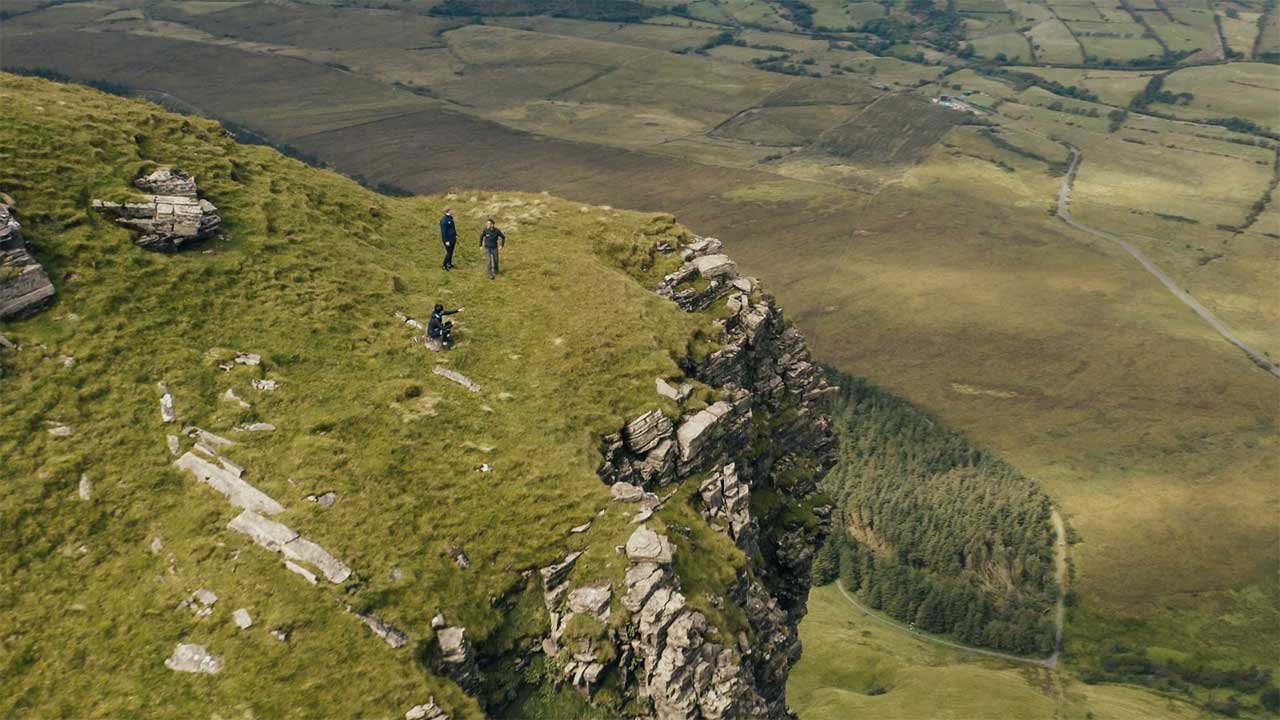 aerial view of people on Benbulben Cliff Hike